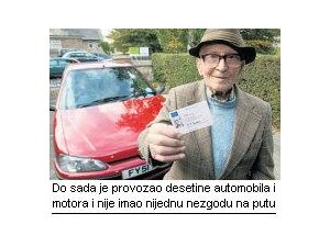 Najbezbedniji vozač u V. Britaniji ima 99 godina
