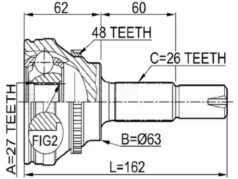 Homokineticki zglob 2.0 V za Toyota RAV 4 od 2000. do 2006. god.