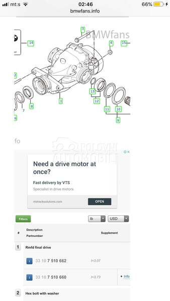 diferencijali i kardani za BMW X5 od 2000. do 2003. god.