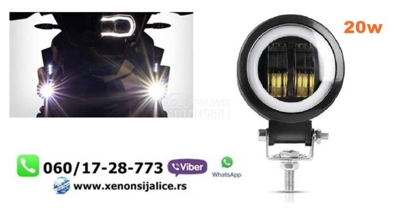 UNIVERZALNI LED FAR ZA MOTORE 20W LED MOTO FAR 7CM  