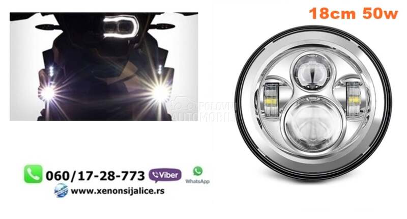 LED FAR ZA MOTORE UNIVERZALNI LED MOTO FAR 18CM 50W  