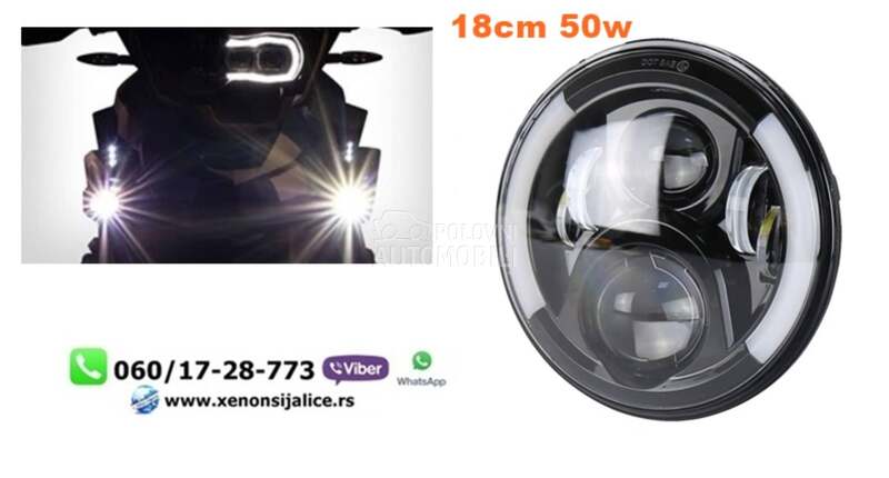 LED FAR ZA MOTORE UNIVERZALNI LED MOTO FAR 18CM 50W  