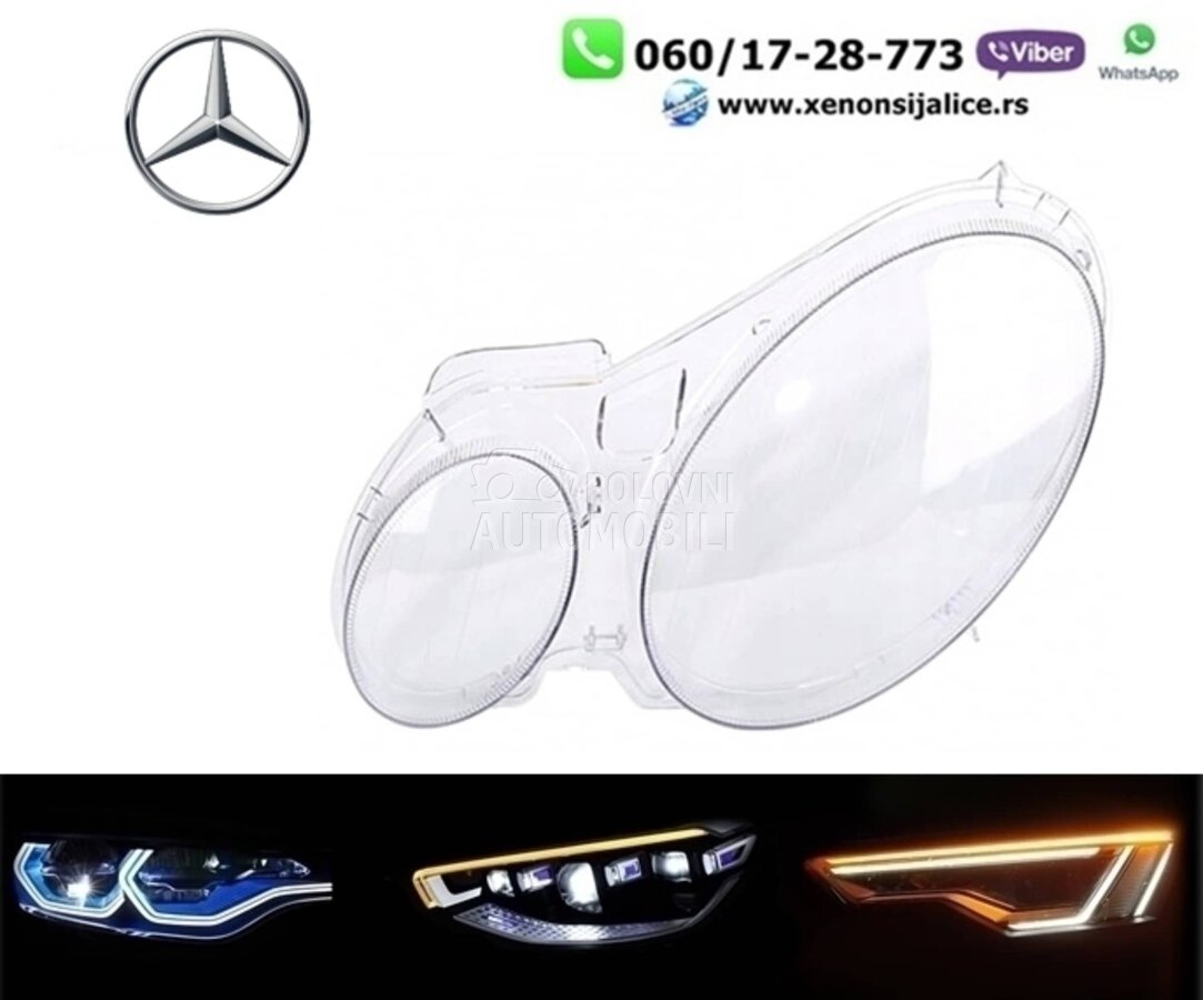 Staklo fara za far e 04-09 za Mercedes Benz E 200, E 220, E 230 ...