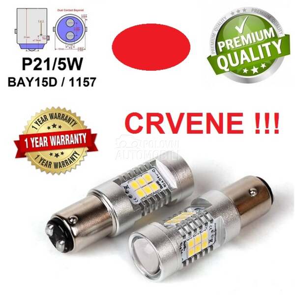 LED SIJALICE P21/5W - BAY15D CRVENE  