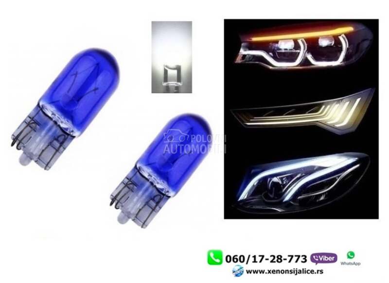 T10 w5w ubodne halogene sijalice set 2 kom bela boja kan bus  