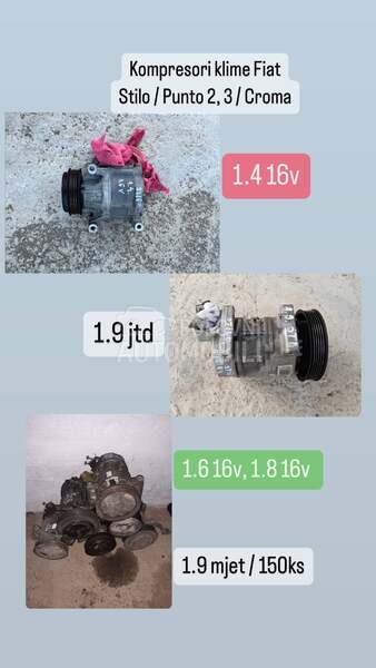 Kompresori klime / Hladnjaci za Fiat Croma, Punto, Stilo od 2002. do 2009. god.