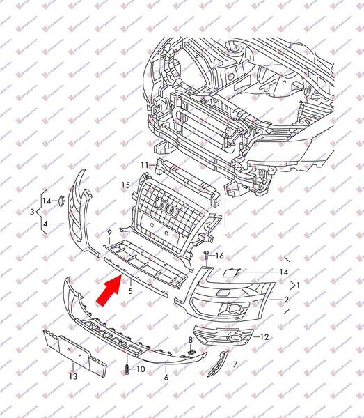 Branik za Audi Q5 od 2008. do 2012. god. - 8R0807661GRU