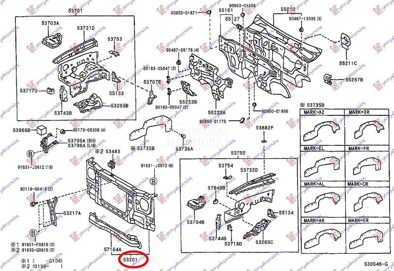 Vezni lim za Toyota Hilux od 1998. do 2001. god.