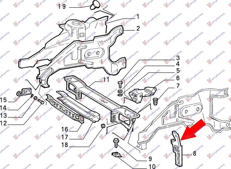 NOSAC PREDNJEG BRANIKA za Fiat Tipo od 1988. do 1993. god. - 0046549692