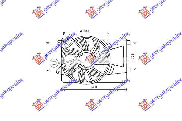 VENTILATOR KOMPLET (1.4i 8V... za Fiat Linea od 2007. do 2013. god.