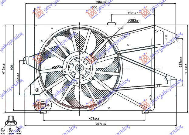VENTILATOR HLADNJAKA KOMPLE... za Ford Mondeo od 2000. do 2007. god.