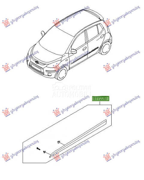 LAJSNA PREDNJIH VRATA (O) 0... za Hyundai i10 od 2007. do 2010. god.