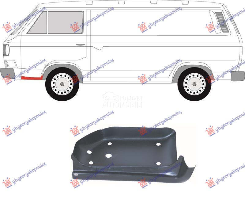 GAZISTE PREDNJIH VRATA  TRA... za Volkswagen Ostalo od 1979. do 1991. god.
