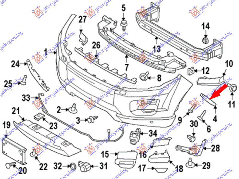 NOSAC PREDNJEG BRANIKA za Land Rover Range Rover Evoque od 2011. do 2015. god. - LR034210