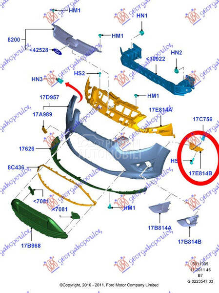 NOSAC PREDNJEG BRANIKA za Ford Focus od 2010. do 2014. god.