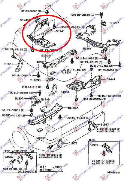 Šuspleh za Toyota Corolla od 1988. do 1991. god.