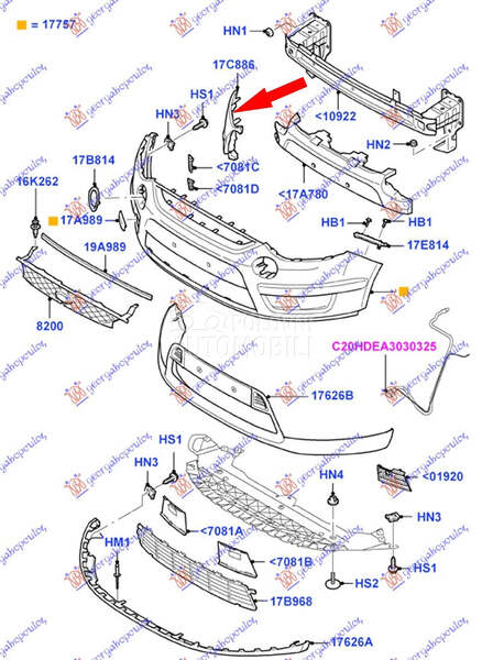 NOSAC PREDNJEG BRANIKA za Ford Galaxy od 2006. do 2011. god.