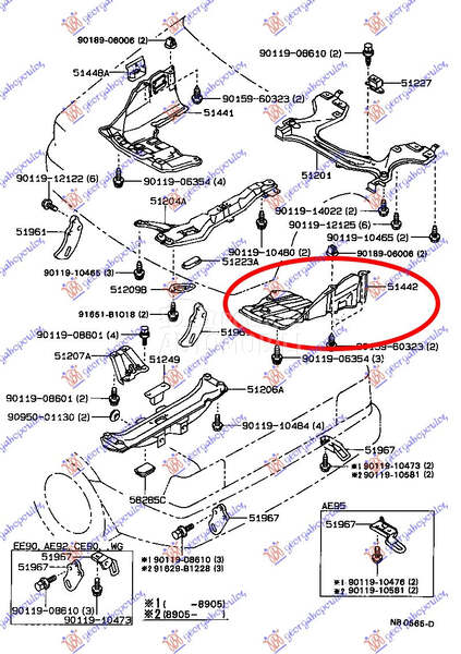 Šuspleh za Toyota Corolla od 1988. do 1991. god.