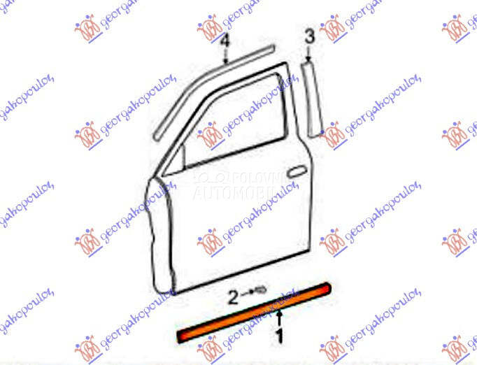 LAJSNA PREDNJIH VRATA (O)... za Hyundai Accent