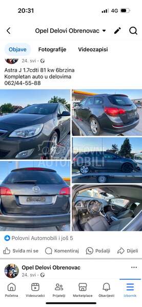 Opel Astra J 2011. god. -  kompletan auto u delovima