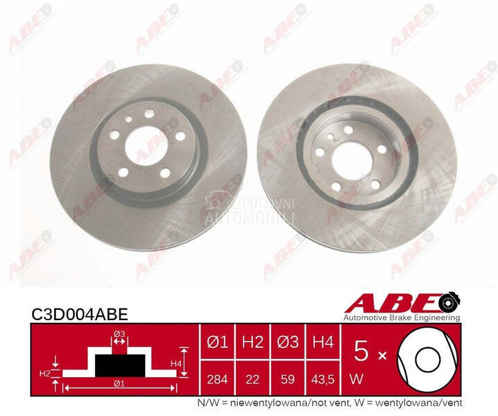 Kočioni disk za Alfa Romeo GTV od 1995. do 2000. god.