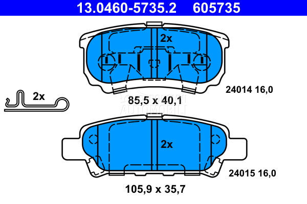 Kocione plocice ATE za Mitsubishi Lancer od 2000. do 2013. god. - 05191271AA