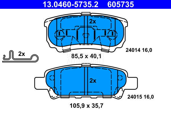 Kocione plocice ATE za Mitsubishi Lancer od 2000. do 2013. god.