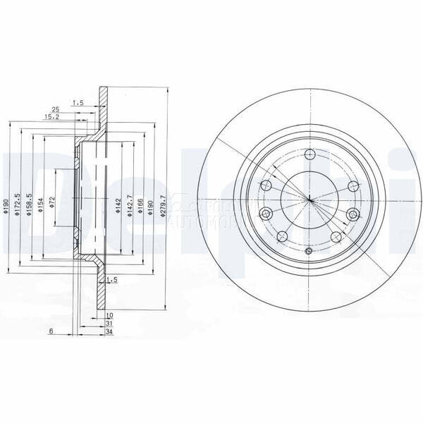 Kocioni disk DELPHI za Mazda 626 od 1998. do 2002. god.