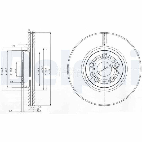 Kocioni disk DELPHI za Toyota Avensis od 2003. do 2008. god.