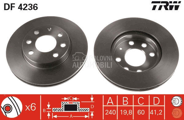 Kocioni disk TRW za Opel Corsa od 2000. do 2012. god.