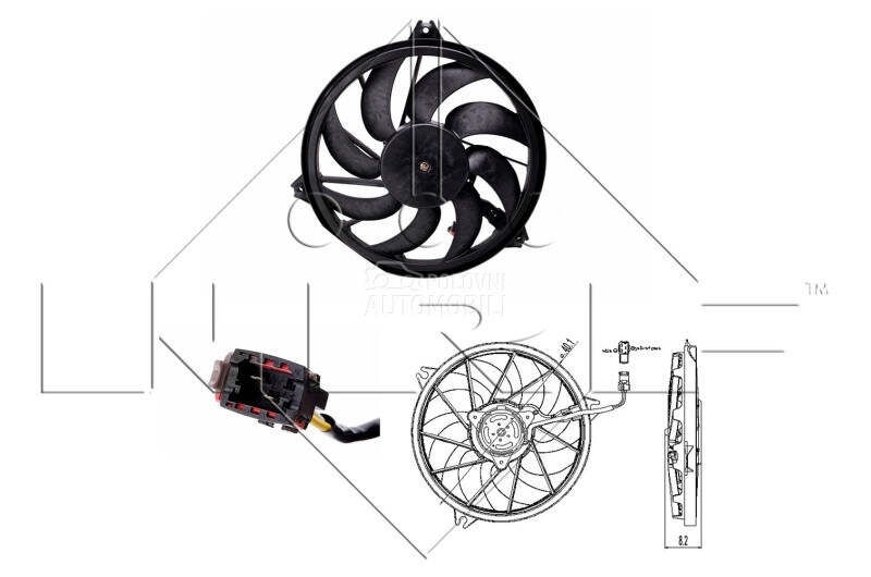 Ventilator motora visko za Peugeot 206 od 2009. do 2013. god.