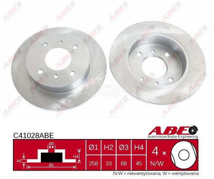 Kočioni disk za Nissan Primera od 1996. do 2001. god.