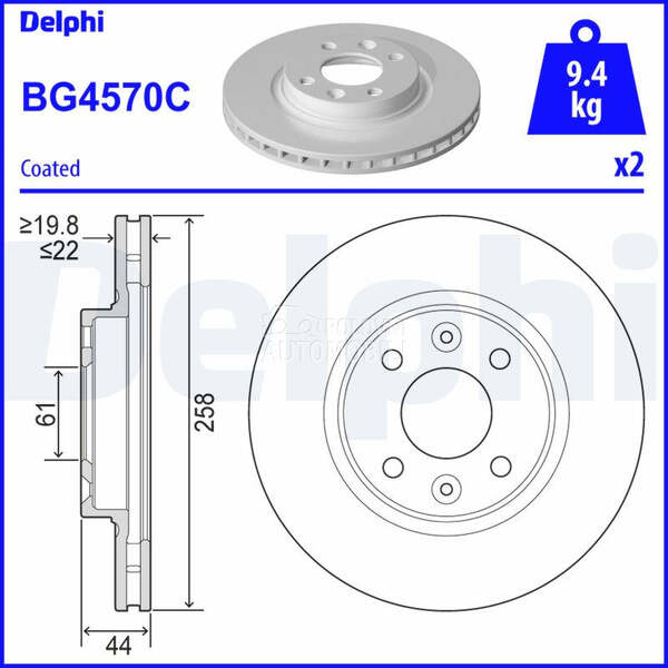 Kočioni disk za Smart ForTwo od 2007. do 2013. god.