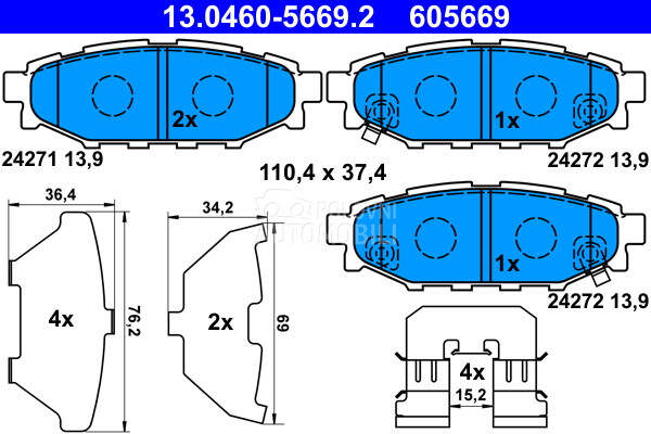Kocione plocice za Subaru Legacy od 2003. do 2009. god.