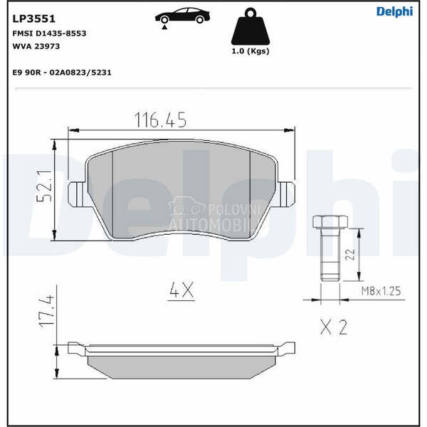 Kocione plocice DELPHI za Dacia Logan od 2008. do 2010. god.