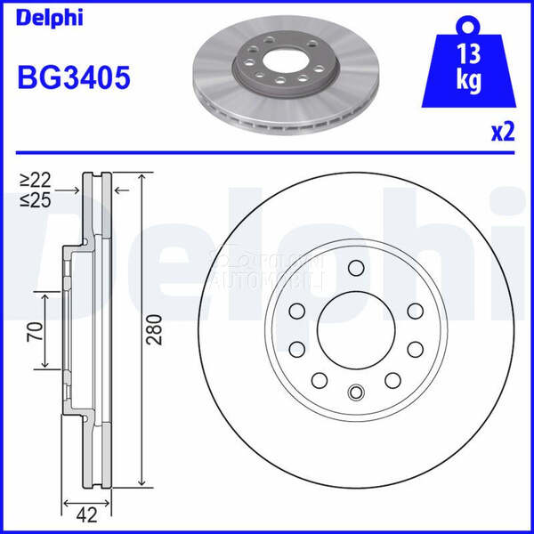 Kocioni disk DELPHI za Opel Astra za 2009. god.