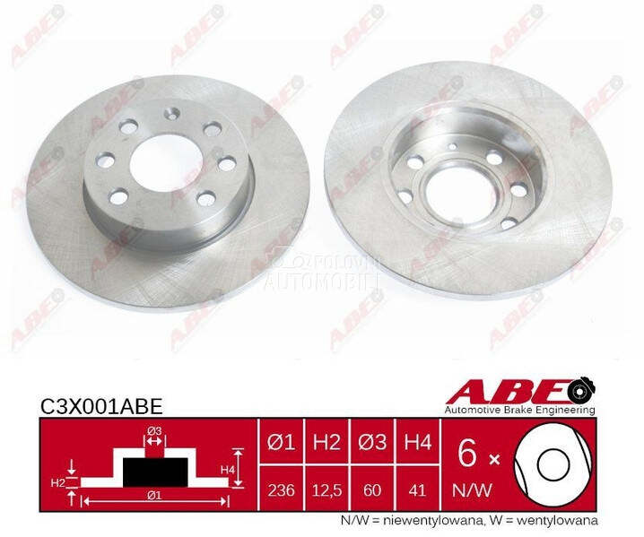 Kočioni disk za Opel Vectra od 1988. do 1995. god.