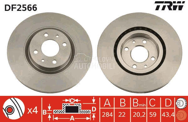 Kocioni disk TRW za Fiat Stilo od 2003. do 2008. god.