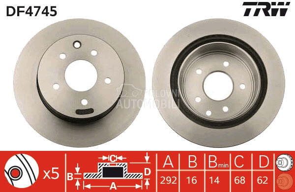 Kočioni disk za Nissan X-Trail od 2007. do 2013. god.