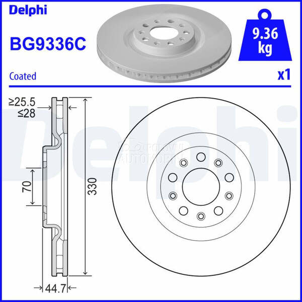 Kocioni disk DELPHI za Alfa Romeo Giulia od 2015. do 2022. god.