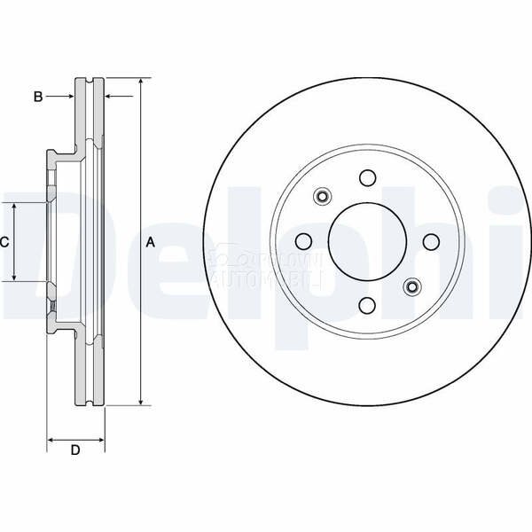 Kocioni disk DELPHI za Hyundai i20 od 2014. do 2020. god.