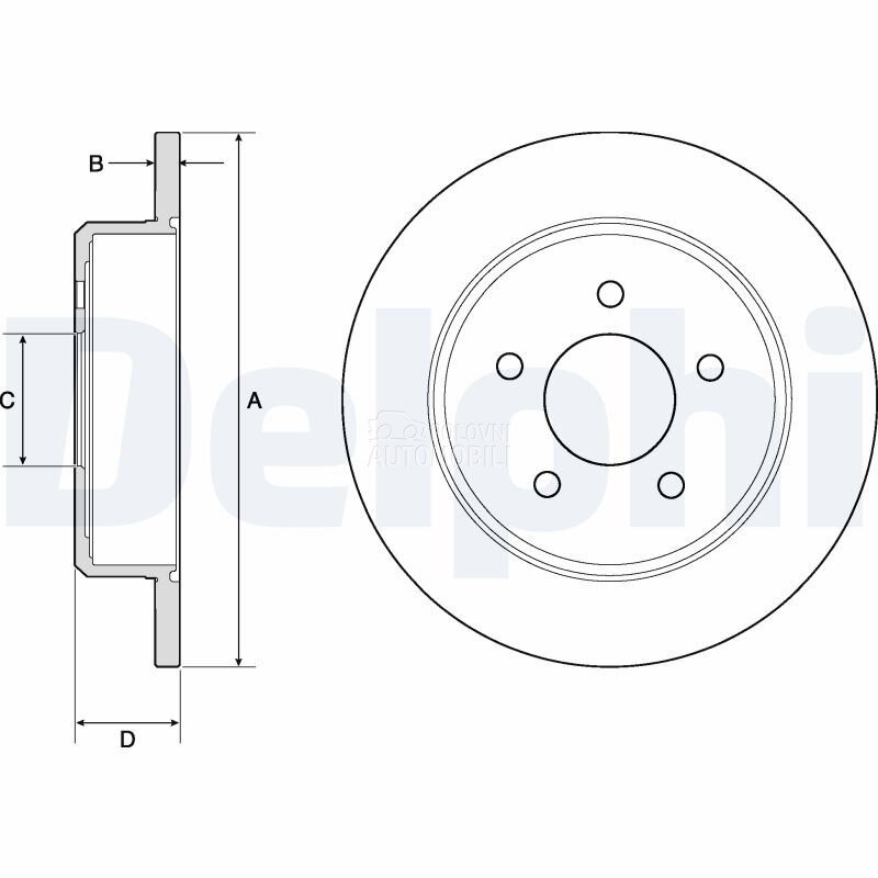 Kocioni disk DELPHI za Chrysler Voyager od 1995. do 2001. god. - 04721023AD