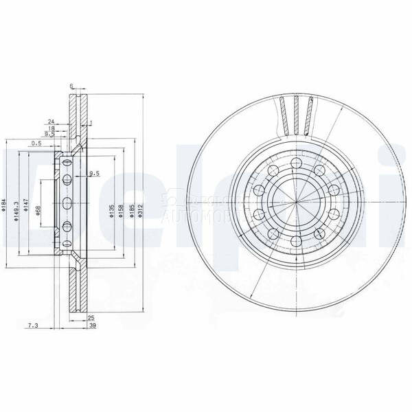 Kocioni disk DELPHI za Seat Exeo od 2008. do 2013. god. - 3B0615301B