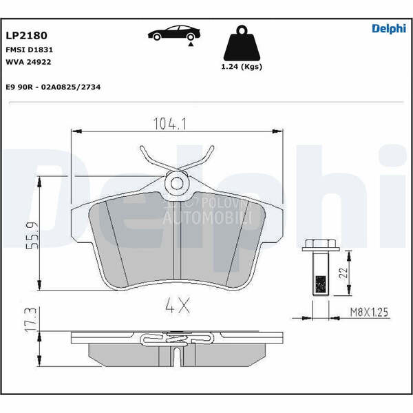 Kocione plocice DELPHI za Peugeot 5008 od 2009. do 2017. god.