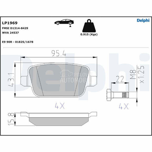 Kocione plocice DELPHI za Volvo V70 od 2007. do 2016. god.