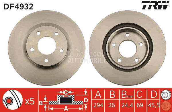 Kocioni disk TRW za Dodge Avenger od 2007. do 2014. god. - 2AMV5514AA
