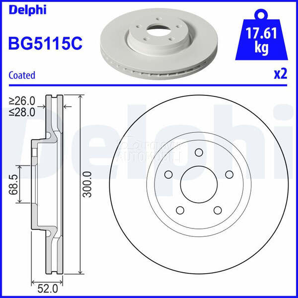 Kocioni disk DELPHI za Ford Mondeo od 2013. do 2014. god.