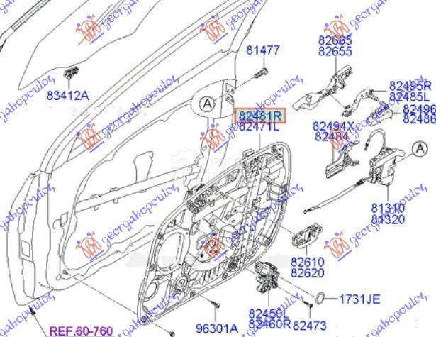PODIZAC PREDNJEG PROZORA EL... za Hyundai i30 od 2012. do 2014. god.