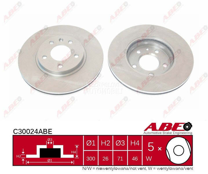 Kočioni disk za Opel Astra od 2009. do 2015. god.