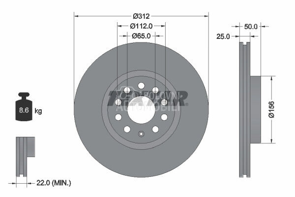 Kočioni disk za Volkswagen Golf 1, Golf 2, Golf 3 ... od 2013. do 2021. god. - 1K0615301AA